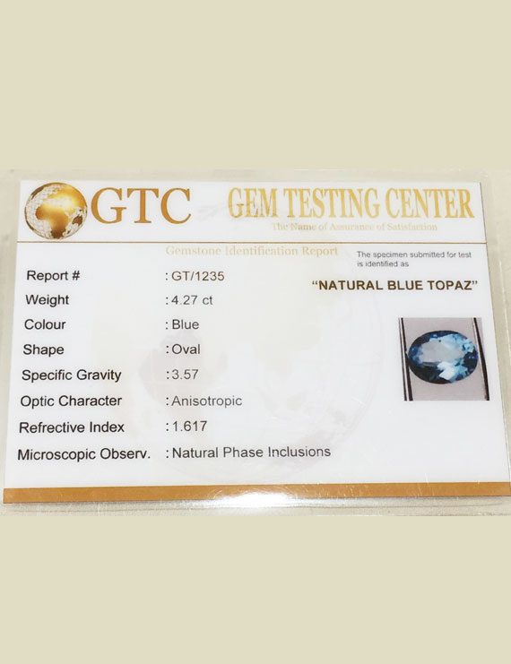 4.60 Ratti (4.27 ct) Natural Blue Topaz